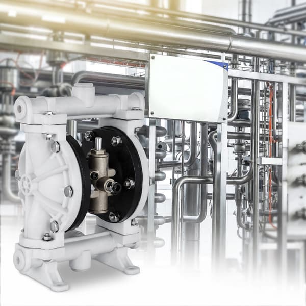 Luftdriven dubbelmembranpump, PTFE, 2,5 GPM, 1/2 tum