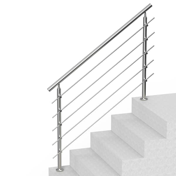 Ledstångssats för utomhustrappa, rostfritt stål, 143 cm, 5 stänger