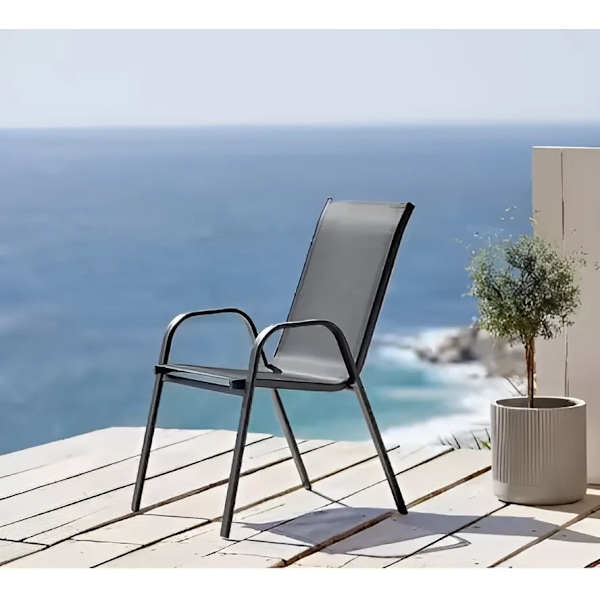 Sæt med 4 havestole til terrasse eller altan Grå MultiGarden