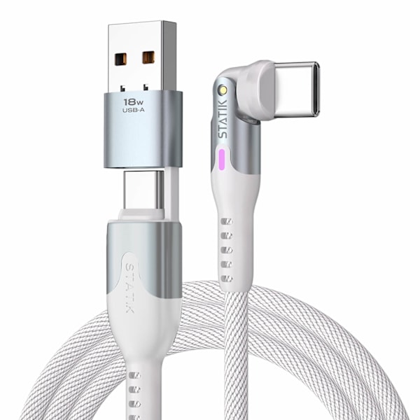 STATIK PowerPivot Pro Nylonflätad USB-C till USB-C, 1m Vit