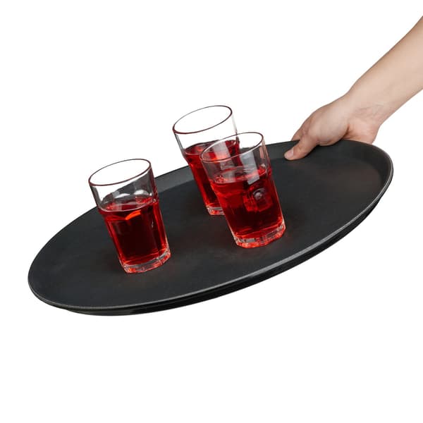 Store sorte serveringsbakker, sæt af 2 – Ø45cm