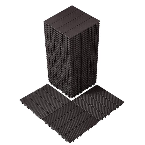 Klikfliser til terrasse, 36 stk., 30 x 30 cm, vandtætte, mørkebrune