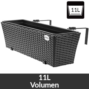 Polyrattan vindueskasser sæt, 60x20x19cm, sort, 2 stk.