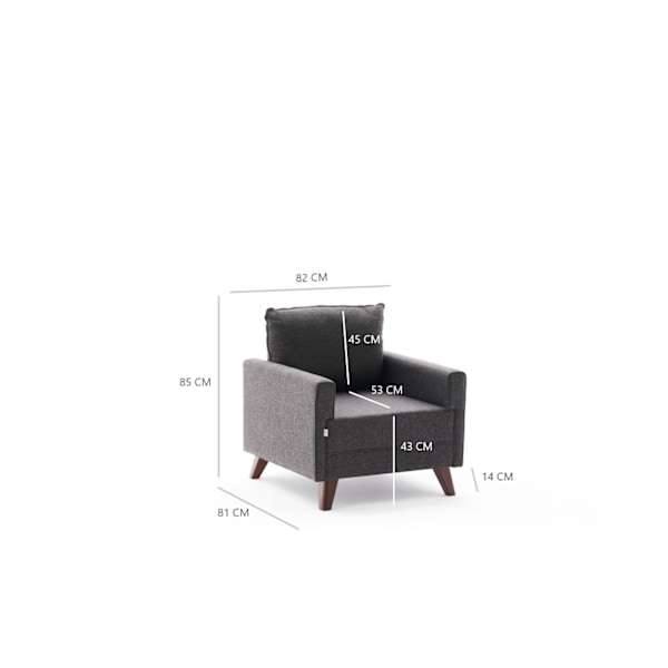 1-sæders sofa Bella lænestol - antracit