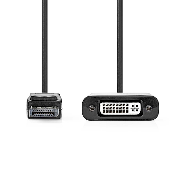 DisplayPort adapter | DisplayPort Han | DVI-D 24+1-Pins Hun | 1080p | Nikkelplateret | Lige | 0.20 m | Runde | PVC | ABS | Sort | Box