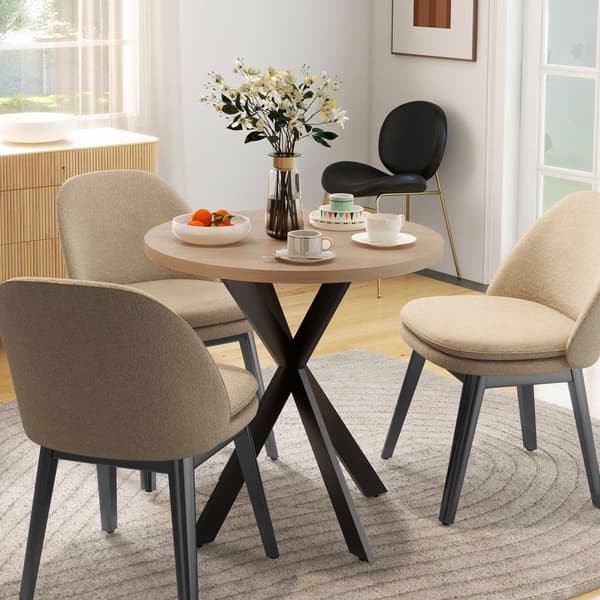 Rundt spisebord, 75 cm, plads til 2-4, brun MDF