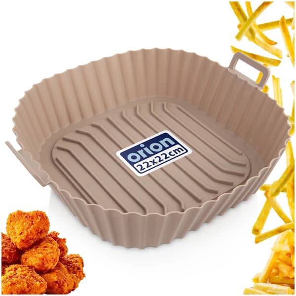 Silikonfoder till airfryer, återanvändbart, 22 cm, beige
