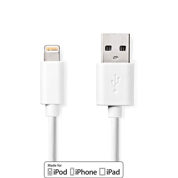 Lightning Kaapeli | USB 2.0 | Apple Lightning 8-Pin | USB-A Uros | 480 Mbps | Niklattu | 2.00 m | Pyöreä | PVC | Valkoinen | Laatikko