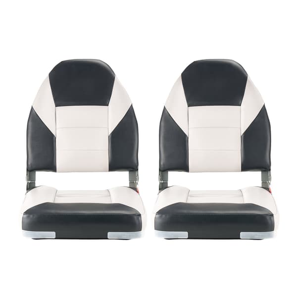 Hopfällbara båtstolar, höga ryggar, vattentät PVC, 2-pack