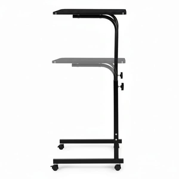 Justerbart mobilt laptopbord med hjul, MDF-plade, sort