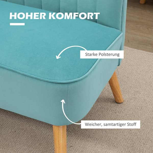 2-personers retro sofa, træben, 117x56,5x77 cm, grøn
