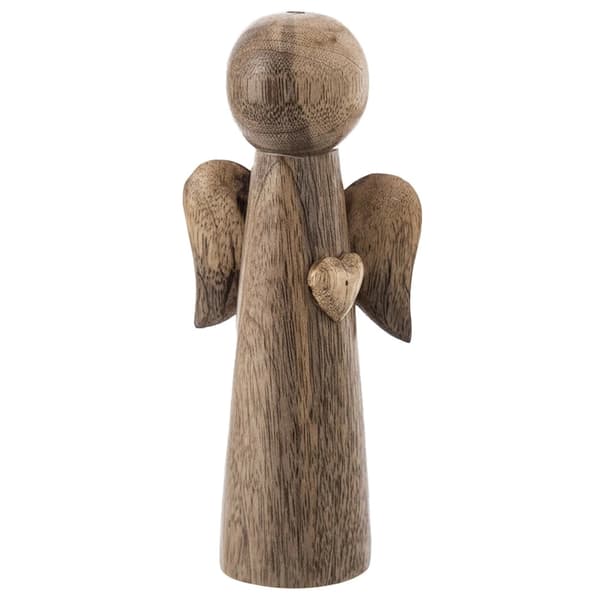 Träängelfigur i mangoträ, 21 cm