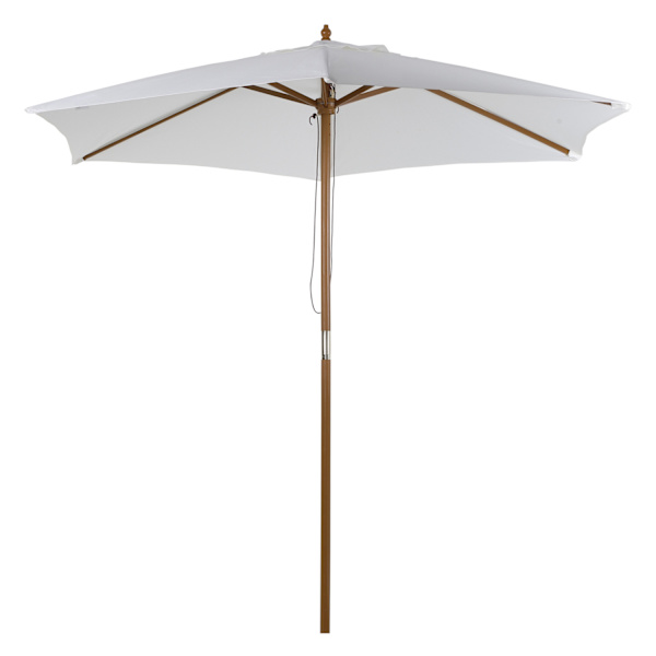 Päivävarjo, puutarhasateenvarjo, 3-kerroksinen, aurinkosuoja, bambu 180/㎡ polyesteri, valkoinen, Ø2,5 x 2,3 m