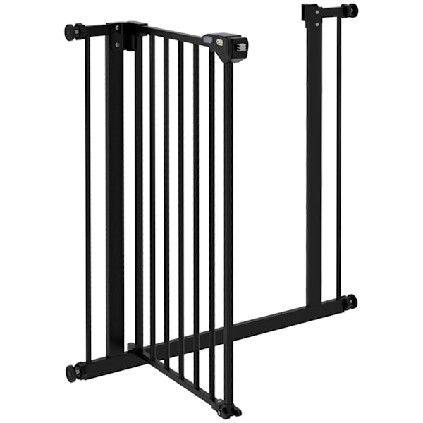 Dörrsäkerhetsgrind för hundar, spärrgrind, 74-80 cm, trappgrind för husdjur, hundgrind inklusive olika förlängningar, skyddsgrind utan borrning, metal