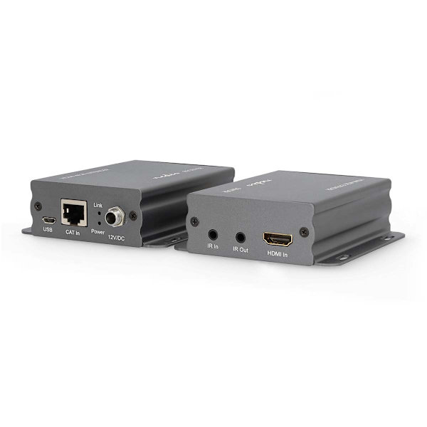 HDMI™ Vahvistin | Cat6 yli | Jopa 50m | 4K@30Hz | 10.2 Gbps | IR paluutoiminto | Metalli | Antrasiitti