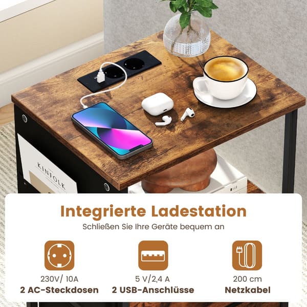 Natbordsæt med ladestation og LED-lys