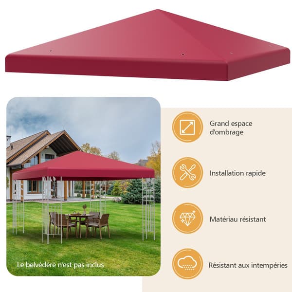 Udskiftningspalte til pavillon 300x300 cm, polyester, vinrød