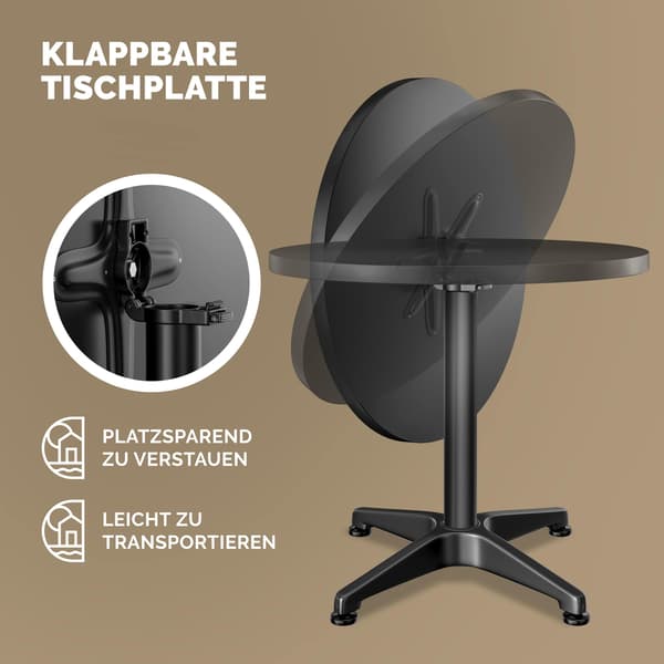 Justerbart hopfällbart barbordsset, svart, 60 cm, 2-pack