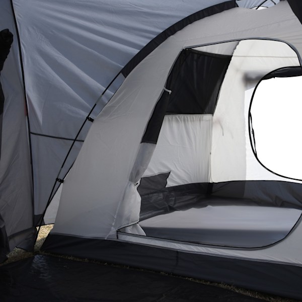 Campingtelt 5-Personers Tunneltelt Med Soveværelse, Bæretaske, 2000 Mm Vandsøjle, Netvindue, Grå