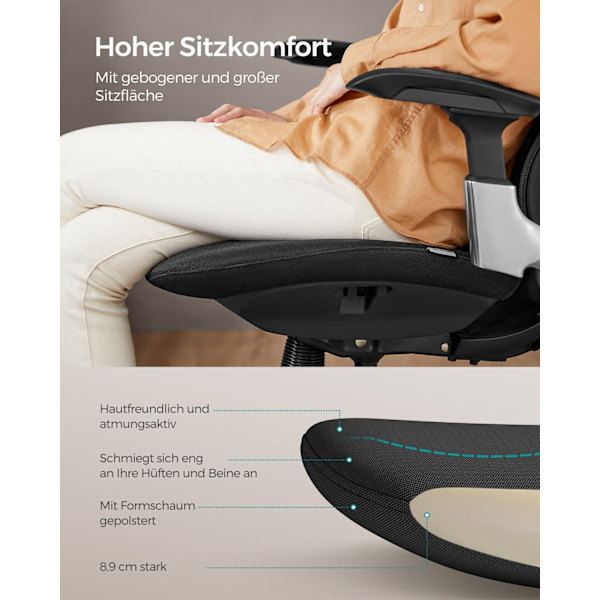Ergonomisk kontorsstol i mesh med justerbart svankstöd