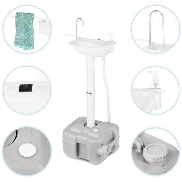 Bærbar campingvask, 20L tank, USB-pumpe
