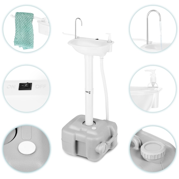 Bärbart campinghandfat, 20L tank, USB-pump