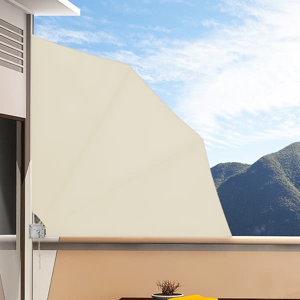 Balkongmarkis, Beige, 140x140cm, UV-resistent, Justerbar