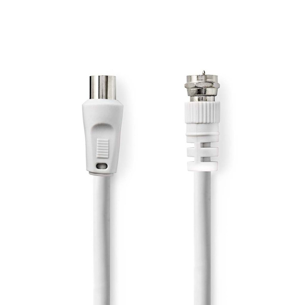 Antennekabel, F Han til IEC (Coax) Han, Forniklet, 5m