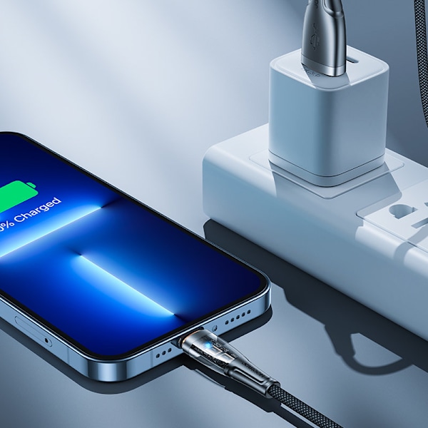 Kaapeli älykytkimellä USB-A - iPhone Lightning 1,2m - musta