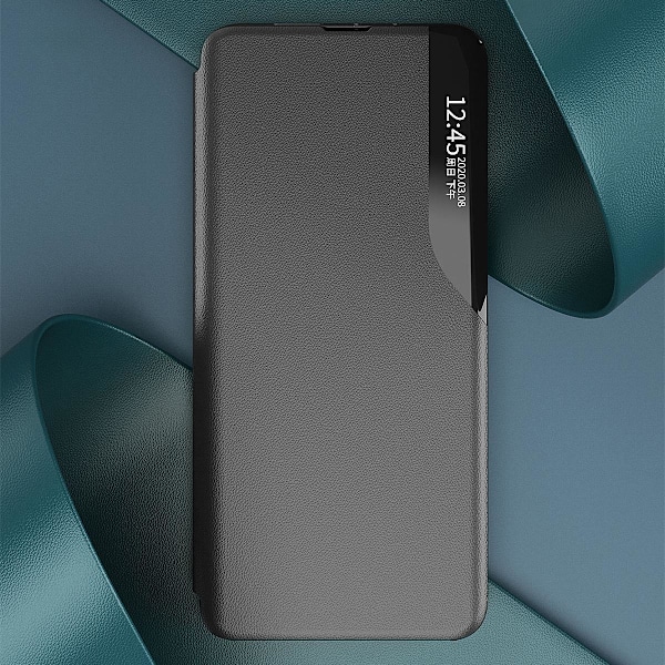 Kotelon suojus Samsung S24+:lle läpällä ja jalustalla Eco Leather View Case musta