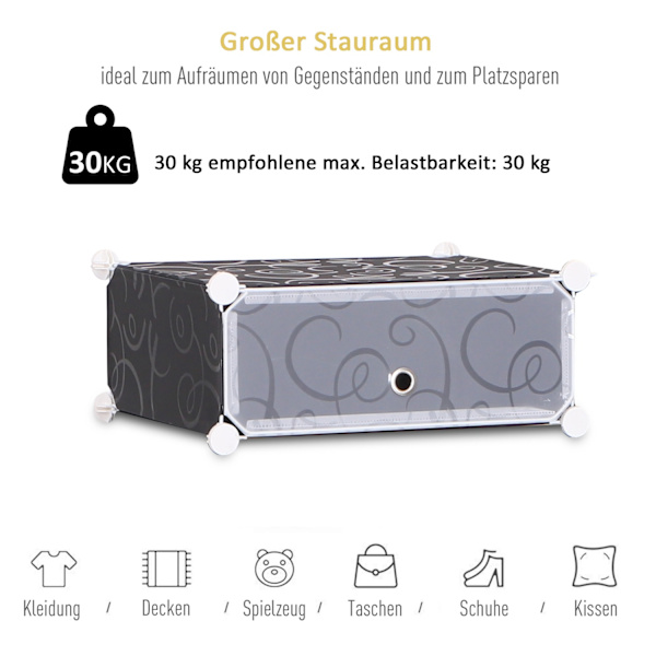 Diy Skoskab Modulært Skohylde Garderobeskab, 16 Rum, Pp, Sort + Hvid, 95 X 37 X 160 Cm
