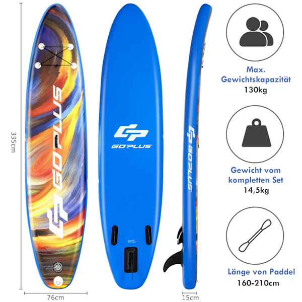 Paddle Board Stand-Up Uppblåsbar Paddle Board 335 x 76 x 15 cm Stjärnhimmel Mönster Färgglad