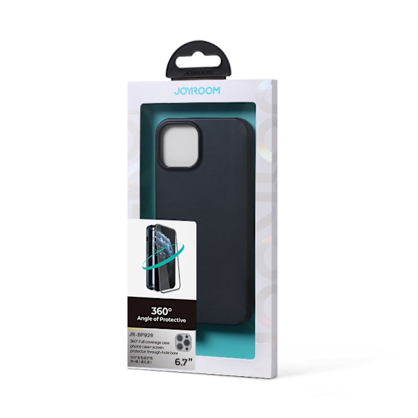 Cover til iPhone 13 Pro Max, bag- og frontcover + hærdet glas, sort