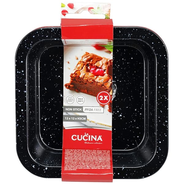 Fyrkantiga bakformar, granit non-stick, 12x12 cm, 2-pack
