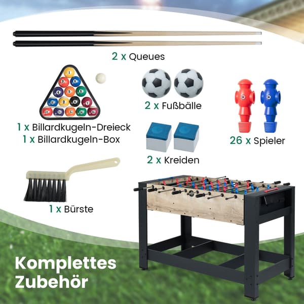 2-i-1 bordfodbold- og billardbord – kompakt, stabilt design