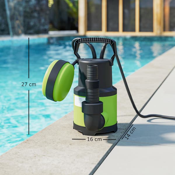 Dränkbar vattenpump med flottörbrytare, 400W, 9000L/h