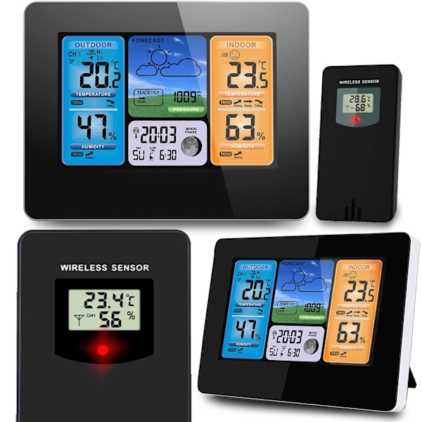 Elegant väderstation med display BD-902, svart