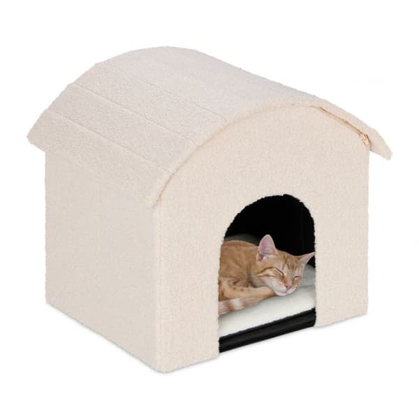 Beige kattgrop med skrapyta
