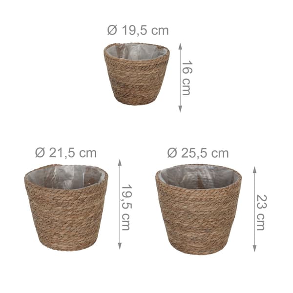 Rund blomkruka i set om 3 – Rustik vassdesign