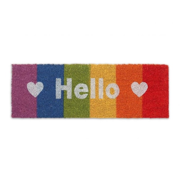 Kokos dörrmatta "Hello" regnbåge