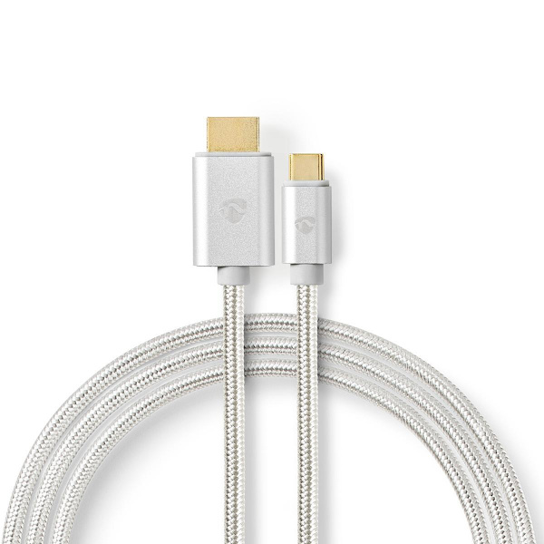 USB-C™ Sovitin | USB 3.2 Gen 1 | USB-C™ Uros | HDMI™ liitin | 4K@60Hz | 18 Gbps | 2.00 m | Pyöreä | Kullattu | Nailon / Punottu | Alumiini | Laatikko