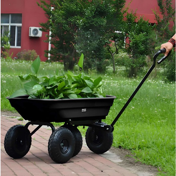 Trädgårdstransportvagn, skottkärra, dumper, 75L, 200 kg, stora uppblåsbara hjul, MultiGarden