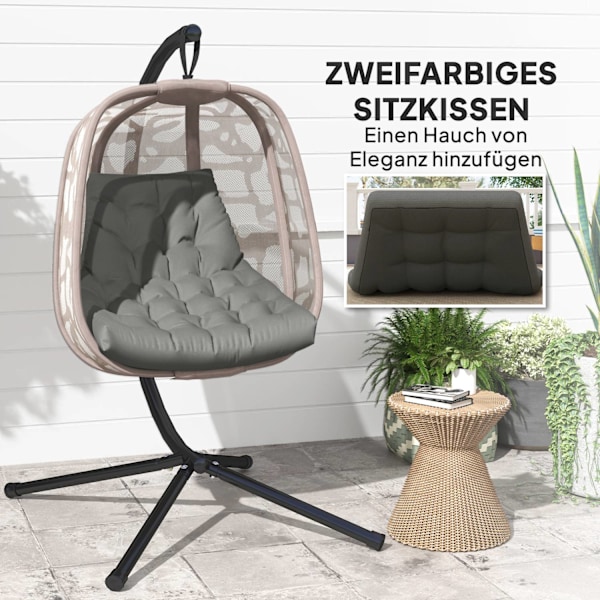 Sittdyna, 120x100 cm stolsdyna med ryggstöd, 8 cm tjock stoppning, vattenavvisande sittdyna för gungstolar och hängande korgar, grå