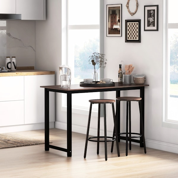 Barstole, Sæt Med 2 Barstole Med Fodstøtte, Bordstol Med Stålramme, Industrielt Design Bordstol, Køkkenstol, Rustik Brun