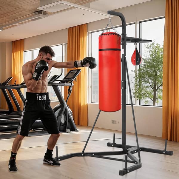 2-i-1-ställ för boxningssäck, justerbart stål, 140 lb
