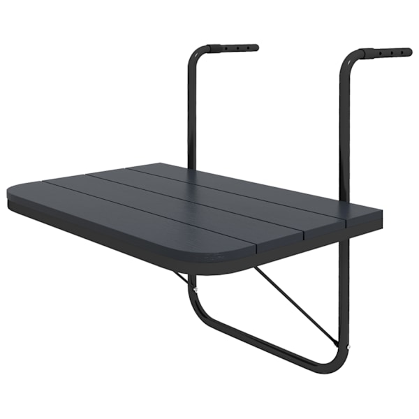 Altanbord Til Ophæng, Altanhængebord Foldbart, 4-Vejs Højdejusterbart, Hængebord Kan Holde Op Til 25 Kg, Aluminium, 60 X 40 Cm, Sort