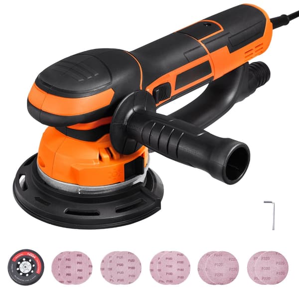6-tommer excentersliber, 850W variabel hastighed, 10 sandpapirer