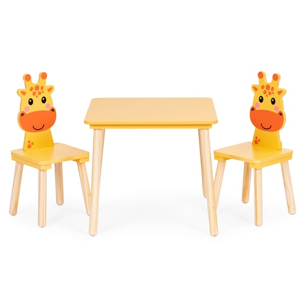 Børnebord og 2 stolesæt med girafdesign