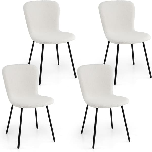 Matstolar Set om 4, Beige, Sammetskudde, Metallram