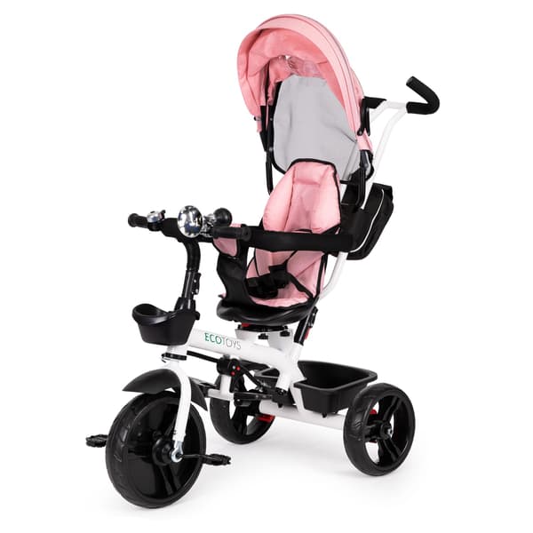 Trehjuling barnvagn 360* vridbar sits Rosa